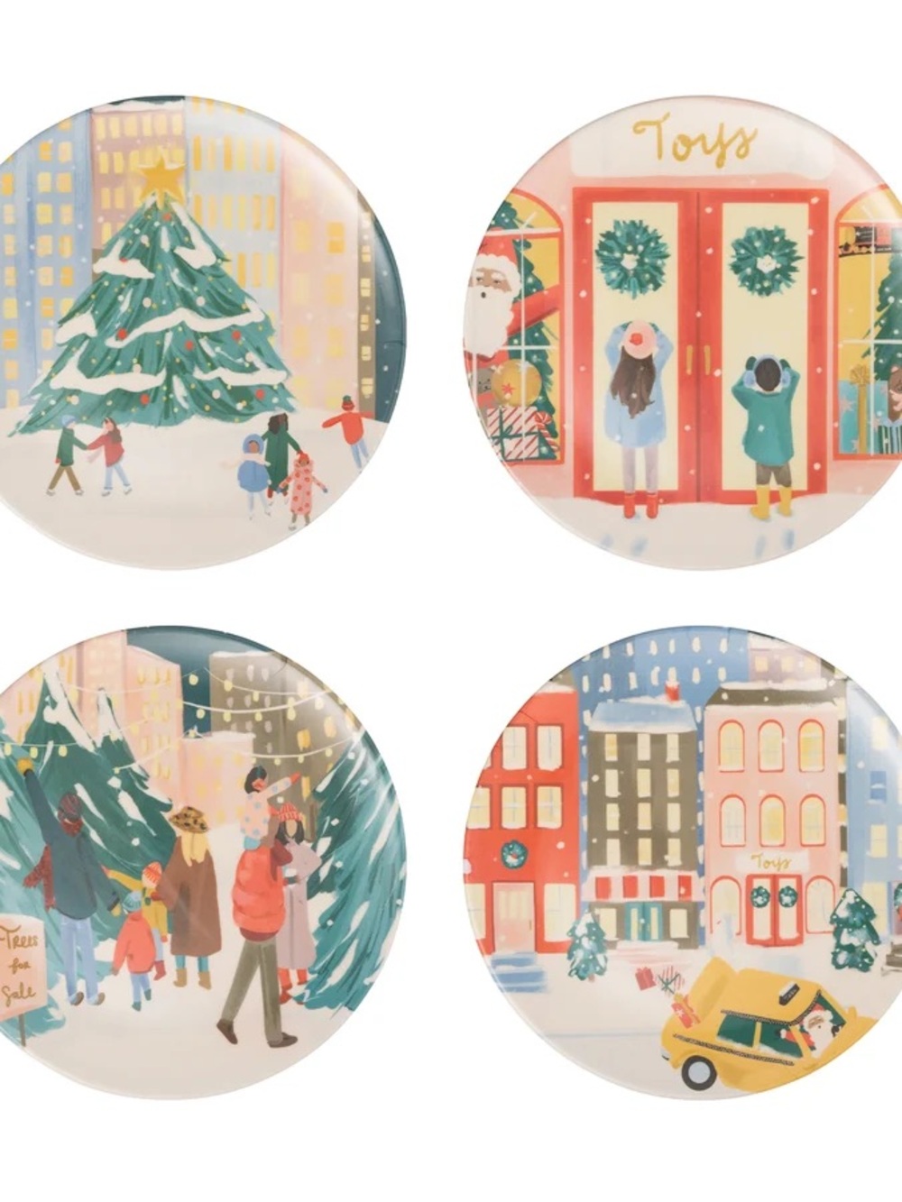 My Minds Eye! Christmas Holiday. City Side Walks! Bamboo melamine 4 piece plate